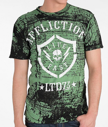 Двухстороняя футболка Affliction Simulation T-shirt Green размер